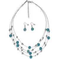 Firetti Ohrring und Ketten Set Blue Crystal (Set, 3-tlg), mit Glasstein