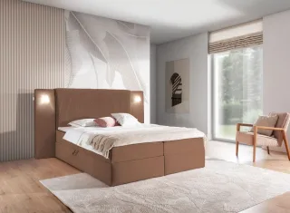 Boxspringbett Bett MARTEN 140x220cm Set.1 in Stoff Magic Velvet Braun