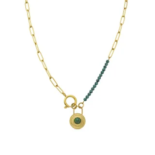 Luxenter Malachit-Halskette aus 18 Karat Gelbgold - Mossir