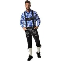 dressforfun Trachtenhose Kniebund-Oktoberfest-Hose in klassischer Optik mit Stickereien (Herrenhose, für Volksfeste in Schwarz) hoher Tragekomfort, Gürtelschlaufen und abnehmbare Hosenträger