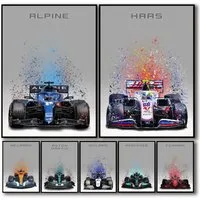 JUSTGOODMOOD Poster Formel 1 Rennwagen Aquarell Deko Print ohne Rahmen MERCEDES 21x30 cm, MERCEDES (1 St)