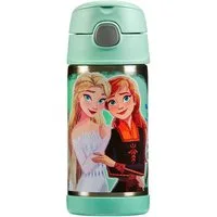 THERMOS Isolierflasche FUNTAINER STRAW BOTTLE, doppelwandiger Edelstahl, spülmaschinenfest, 0,35l, mit Silikonstrohalm, absolut dicht