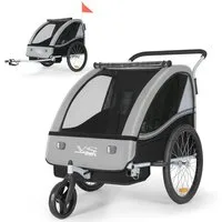 TIGGO Fahrradkinderanhänger TIGGO VS Kinderfahrradanhänger 2 in 1 Kinderanhänger Fahrradanhänger, für 1-2 Kinder geeignet