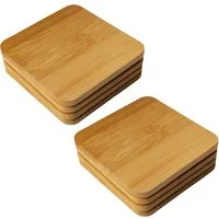 Koopman Getränkeuntersetzer Tassenuntersetzer Untersetzer Rund/Eckig 4/8 er Set, Set, 8-tlg., 8tlg, 9,5x9,5cm, Bambus, Filzgleiter, Tischgedeck