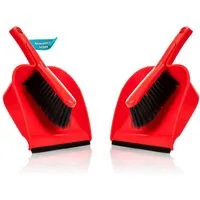 BigDean Kehrgarnitur 2 Stück Kehrschaufel Set in Rot – Handfeger mit stabilen Kehrblech, Haushalt, (Set, 2-tlg., 2er Set), Haushaltskehrset aus Kunststoff mit aufhänge Ösen