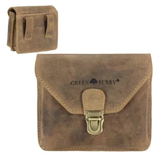 Gürteltasche Herren Querformat Steckschloss 15x13cm Leder antikbraun | Greenburry - ein robuster Organizer für Wertsachen auf Reisen und im Alltag.