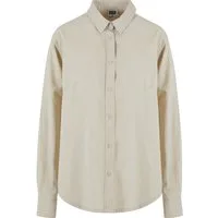 URBAN CLASSICS Langarmhemd Urban Classics Damen Ladies Linen Mixed Oversized Shirt
