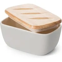 Dowan Butterdose DOWAN 16,5 CM Butterdose - Keramik-Butterdose mit Deckel, grau