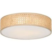 Qazqa Deckenleuchte Tromma, ohne Leuchtmittel, Warmweiß, QAZQA Deckenleuchte, e27, Naturel, Rattan, Orientalisch