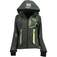Geographical Norway Softshelljacke Damen Softshell Outdoor Wander Sport Jacke in Unifarbe, mit abnehmbarer Kapuze, mit Stehkragen