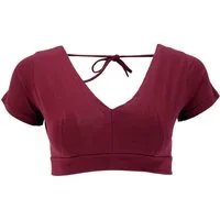 Guru-Shop T-Shirt Choli Top, bauchfreies Top Goa-chic - bordeauxrot Festival, Ethno Style, alternative Bekleidung