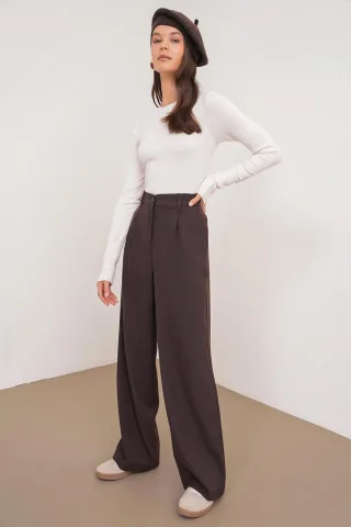 Hochtaillierte Palazzo-Hosen mit Taschen