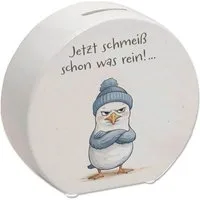 speecheese Spardose böse schauende Möwe mit Mütze Spardose Jetzt schmeiß rein
