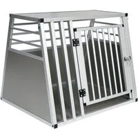 EUGAD Tiertransportbox, Hundetransportbox Alu Reisebox Autobox XL Silber