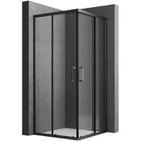 Boromal Eckdusche Duschkabine Schwarz Schiebetür Eckeinstieg Duschabtrennung, BxT: 80x90 cm, 5mm Sicherheitsglas, Eck, Dusche Glas Duschwand ESG