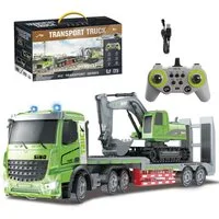 Esun RC-Auto RC LKW Spielzeug, 1:12 Ferngesteuerter Truck & Bagger Set mit Lichtern (Komplettset), Bagger Ferngesteuert Spielzeug für Jungen ab 6 7 8