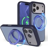 EAZY CASE Handyhülle Outdoor Apple iPhone 17 Pro Max Case MagSafe Rotation Ring 6,9 Zoll, Outdoor Handy Hülle mit Rotation Ring Stoßfest aufstellbar Dunkelblau