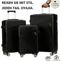 WILGOON Kofferset Hartschalen Rollkoffer 3-teiliges Set 20/24/28 Zoll, Robustes ABS, (Leichtes Reisekoffer Set mit 4 Rollen, Zahlenschloss & Teleskopgriff, 3 tlg., Trolleyset mit Stabilem Teleskopgriff, Stoßfest & Stapelbar), Koffer platzsparend inei