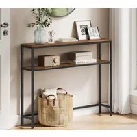 VASAGLE Konsolentisch schmaler Sofatisch mit 2 Ablagen, Flurtisch, 2 Ebenen, für Flur, Wohnzimmer, Schlafzimmer, 80/100/120x80×20cm