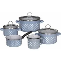 Krüger Topf-Set Emaille Topf-Set Rügen, 8 tlg., Emaille (Set, 8-tlg., Fleischtopf 16/20/24 cm mit Deckel, Stieltopf 16 cm, Milchtopf 12 cm), für Induktions-Kochfelder geeignet