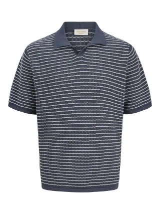 JACK&JONES - JORNANTUCKET KNIT SPLIT NECK POLO SA26 Odyssey Gray - Gr. - S