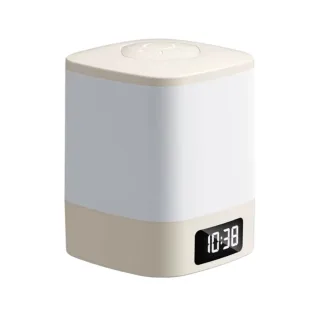 Elfeland USB Rechargeable 2-In-1 LED Clock Night Light 3 Colors Temperature Adjustable Portable Table Lamp with Remote C