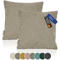 Lycce Dekokissen Kissenbezug 2er Set CORD Stoff (40 x 40 cm) mit Reißverschluß
