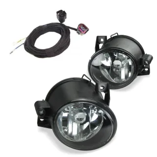 Nebelscheinwerfer Klarglas H3 Birnen + Kabelbaum für Seat Leon II 1P Toledo 5P
