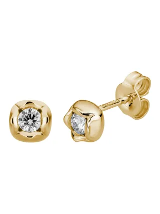 Lyomi Ohrstecker 585/- Gelbgold Blüte 2 synth. Diam. 0,20ct.