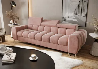 Sofa Designersofa BASTIEN 3-Sitzer in Stoff Terra Puderrosa