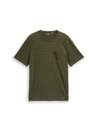 Tom Tailor - T-Shirt mit Streifenmuster deep leaf green - Gr. - XL