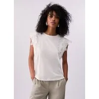 Liu Jo Spitzentop - Top Damen - elegantes Top - Spitze - Ärmellos - Strass - weißes Top