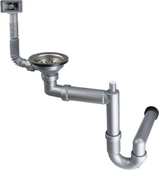 Neuesbad Siphon für 1-Becken Edelstahl SINKS, 3,5'' mit Überlauf IN Becken NB1DEZXY99261