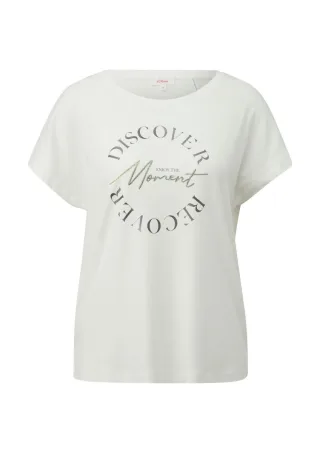 s.Oliver Red Label - T-Shirt mit Pailletten weiß - Gr. - 44