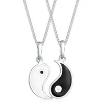 Elli Ketten-Set Set Partnerketten Yin Yang Emaille 925 Silber, Yin und Yang