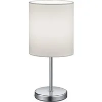 Reality Leuchten LED Nachttischlampe, Dimmfunktion, LED wechselbar, Warmweiß, kleine Designklassiker dimmbar, Fensterlampe Stoff Lampenschirm Weiß