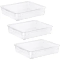 ROTHO Aufbewahrungsbox CLEAR Aufbewahrungsbehälter 9 l mit Deckel transparent stapelbar (Aufbewahrungsset, 3 St., 3er-Set)