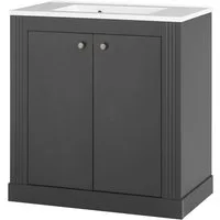 OTTO home Waschtisch WESTMINSTER, Waschbeckenunterschrank inkl. Waschbecken, Metallgriffe (1-St), in 2 Farben verfügbar, mit Stauraum, Breite 80 cm