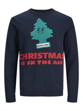 JACK&JONES - JORFESTIVE XMAS KNIT CREW NECK total eclipse - Gr. - XL