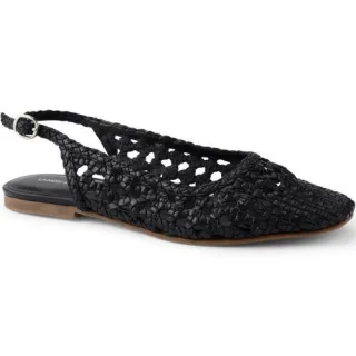 Slingback-Sandalen, Damen,  Schwarz, Leder, by Lands' End