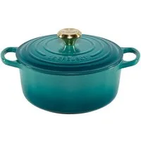 LE CREUSET Kochtopf Signature Bräter rund 24 cm bleu riviera
