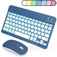 SOPPY Kabellose Bluetooth mit Touchpad QWERTZ Tastatur- und Maus-Set, Beleuchtete Slim Tastatur mit Maus Funktion für Tablet Laptop