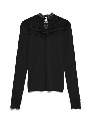 VERO MODA - VMSKYE LS HIGHNECK LACE TOP JRS Black - Gr. - L