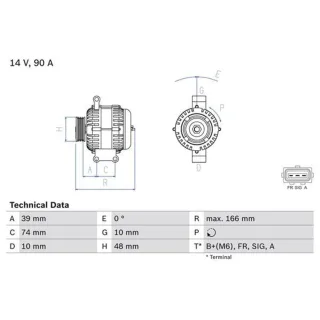 Bosch Lichtmaschine 90A Ford Fiesta 5 Focus KA Street KA 1,3 - 1,6 + 16V