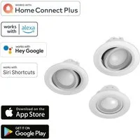 Hama LED Einbaustrahler 3x WiFi LED Einbaustrahler 5W / 32W Weiß, Effektbeleuchtung, LED, Weiß, 3er Pack WLAN Einbauspot Dimmbar App Sprachsteuerung für Alexa Google