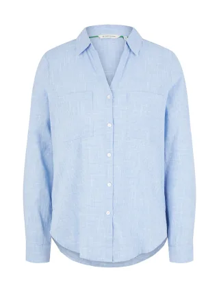 Tom Tailor - Bluse mit Brusttaschen dreamy blue - Gr. - 44