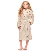 L&L Bademantel Mädchen & Jugend Bademantel mit Kapuze LL0016, 3/4, Polyester, Kapuze