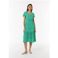 comma Midikleid Kleid Tailliertes Kleid mit fixiertem Wickel-Oberteil