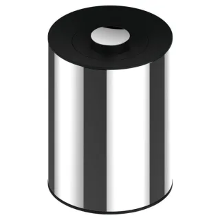 Keuco Plan Abfalleimer mit Deckel 04989170037 5 l, Abfallbehälter / Kosmetikeimer, Standmodell, herausnehmbarer Innenbehälter, Aluminium / Schwarz