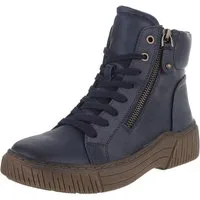 Ital-Design Damen Halbschuh mit Reißverschluss und Schnürung Schnürstiefelette (90598694) Flach Stiefeletten in Blau